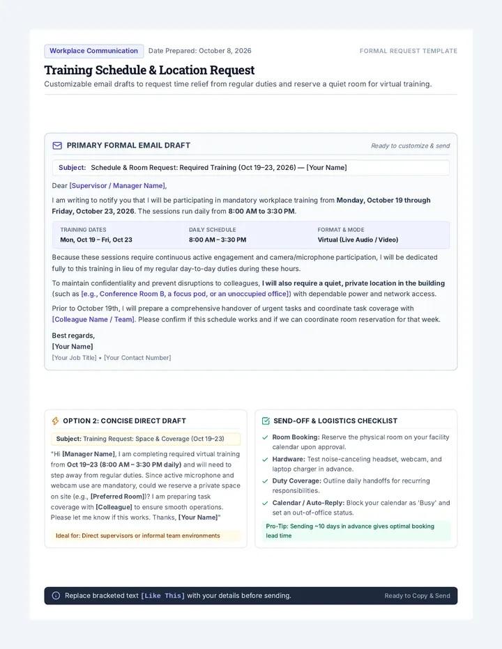 Training Request Email Template