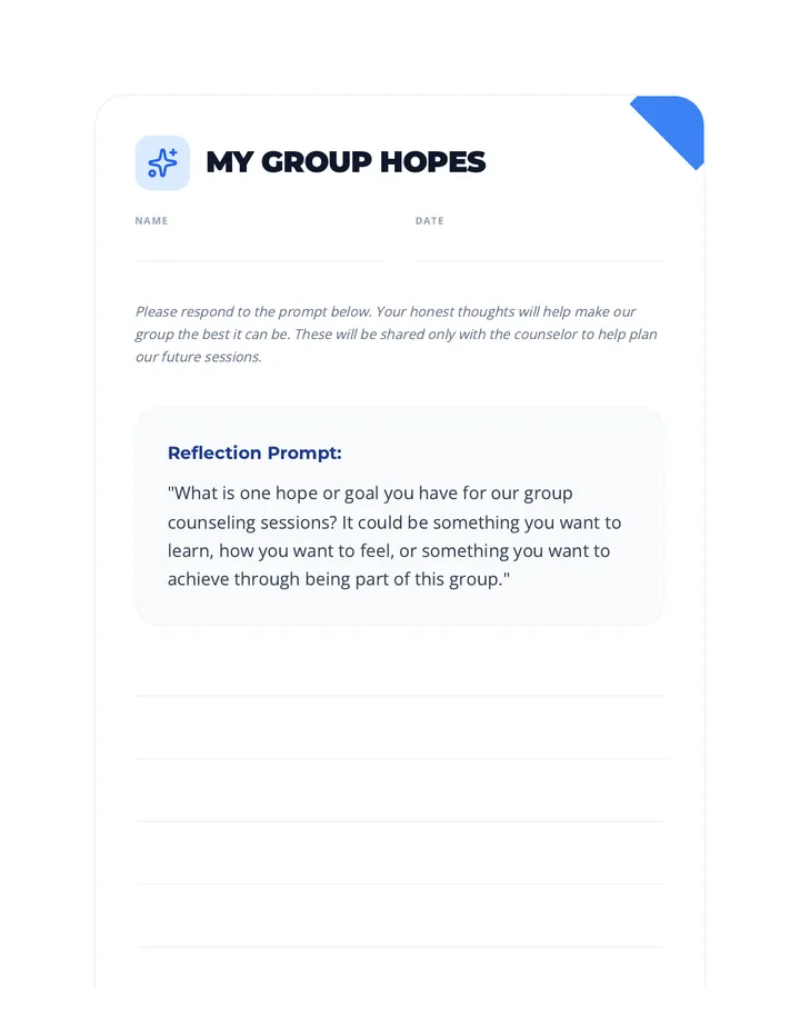 My Group Hopes Exit Ticket