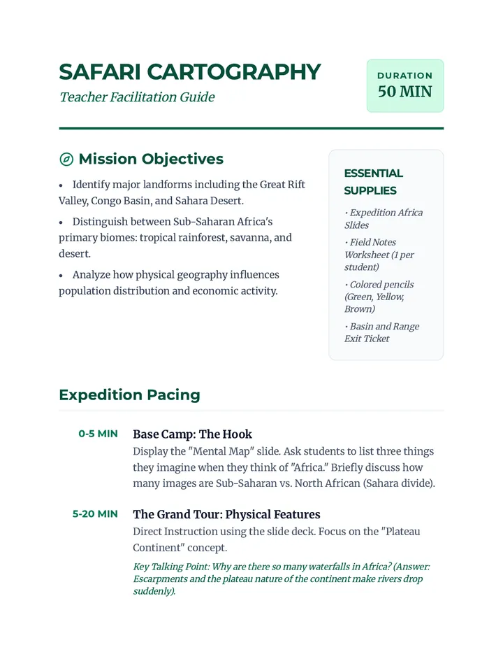 Safari Cartography Teacher Guide