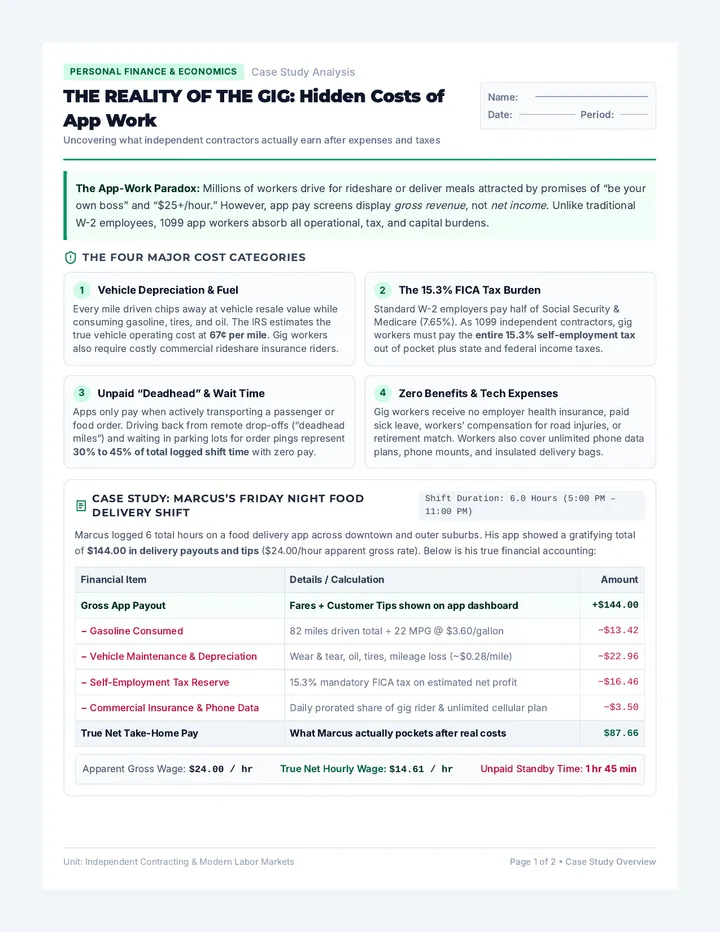 Gig Economy Costs Worksheet
