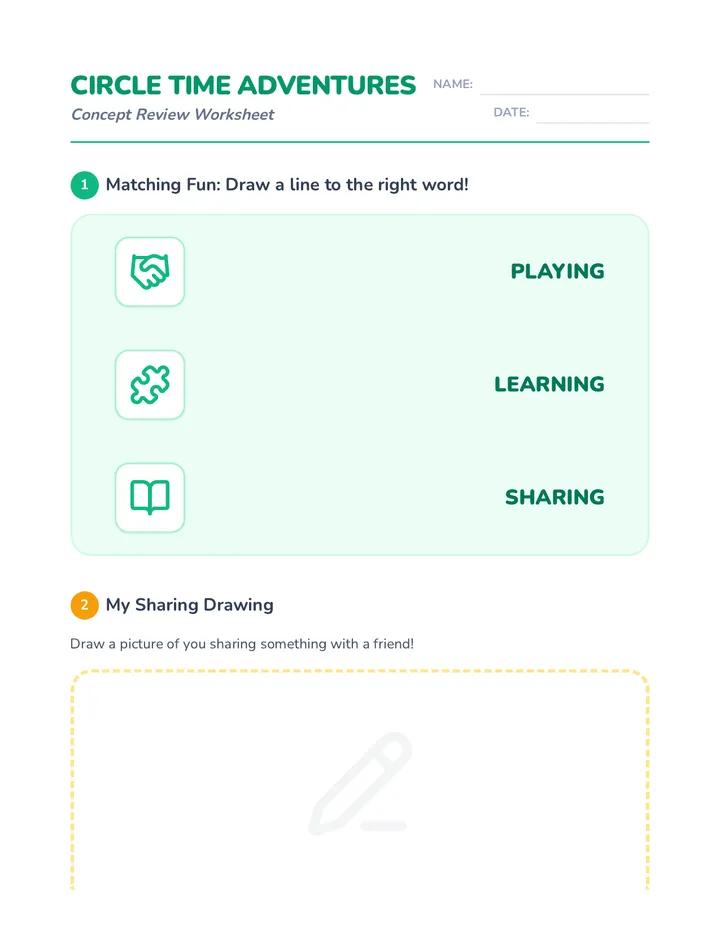 Circle Time Concept Review Worksheet