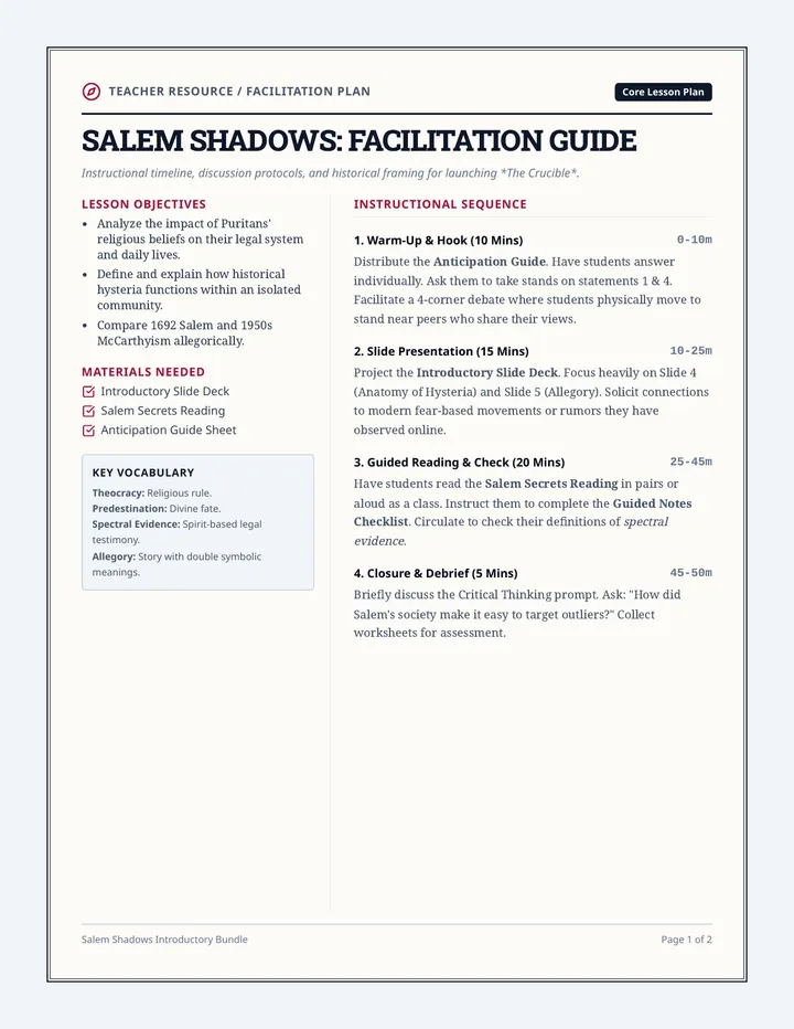 Salem Shadows Teacher Guide