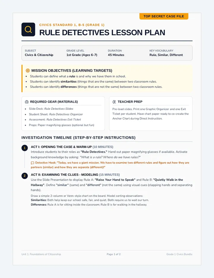 Rule Detectives Lesson Plan