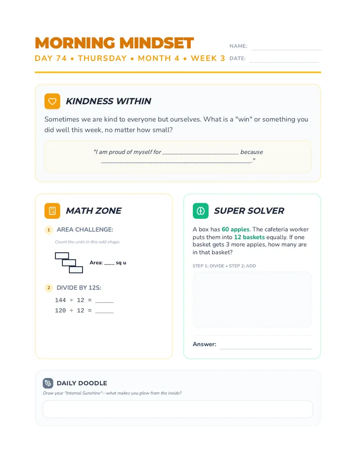 Thursday Month 4 Week 3 Worksheet