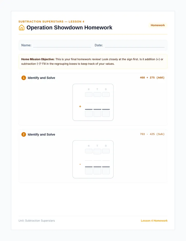 Operation Showdown Homework