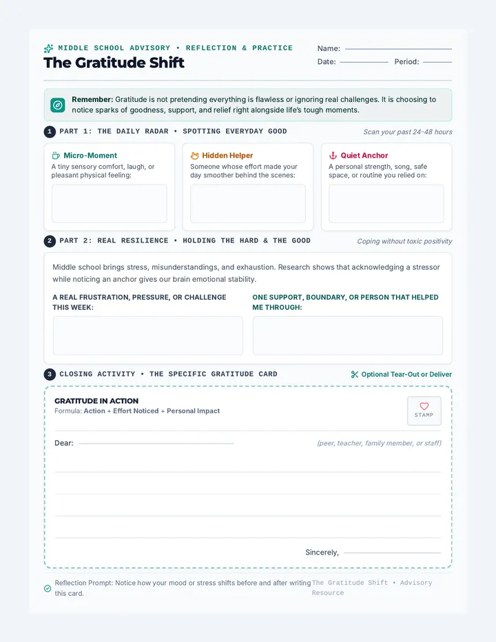 Gratitude Reflection Worksheet