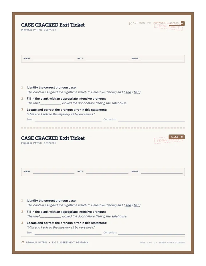 Case Solved Exit Ticket