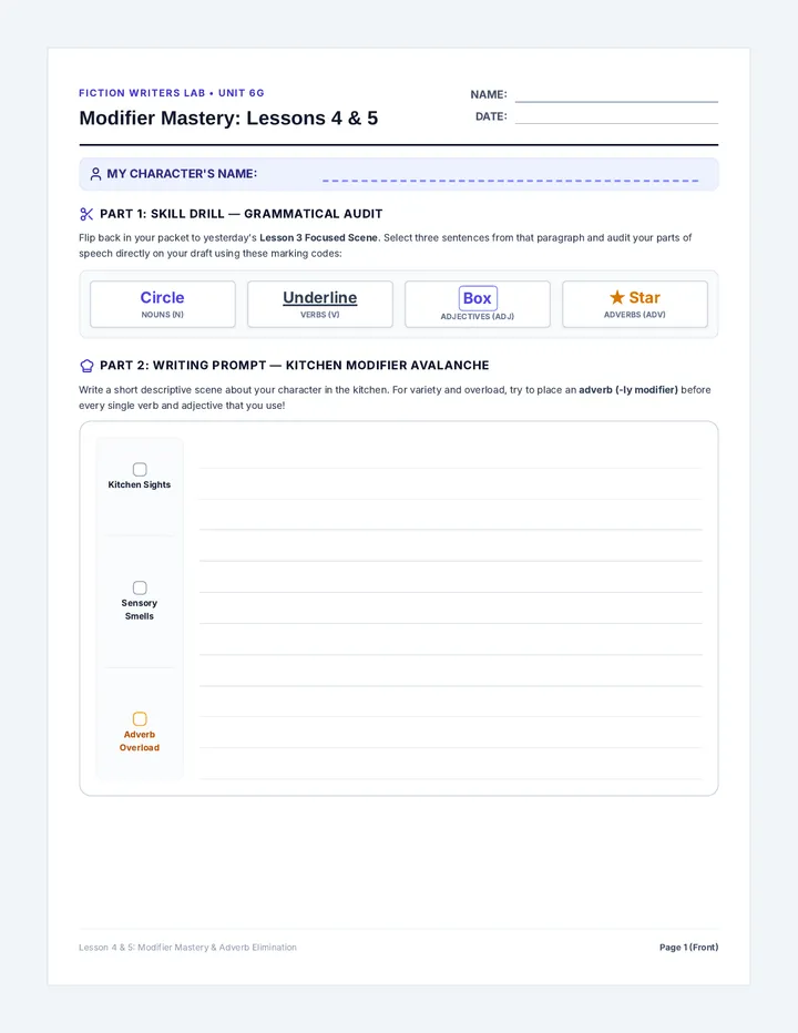 Modifier Mastery Worksheet