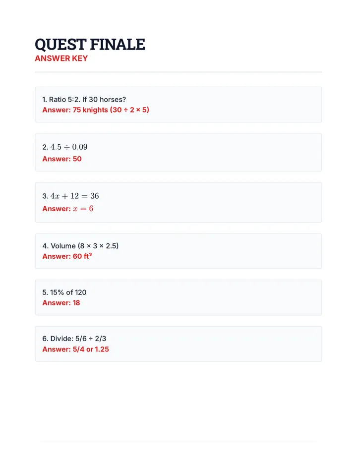 Quest Finale Answer Key