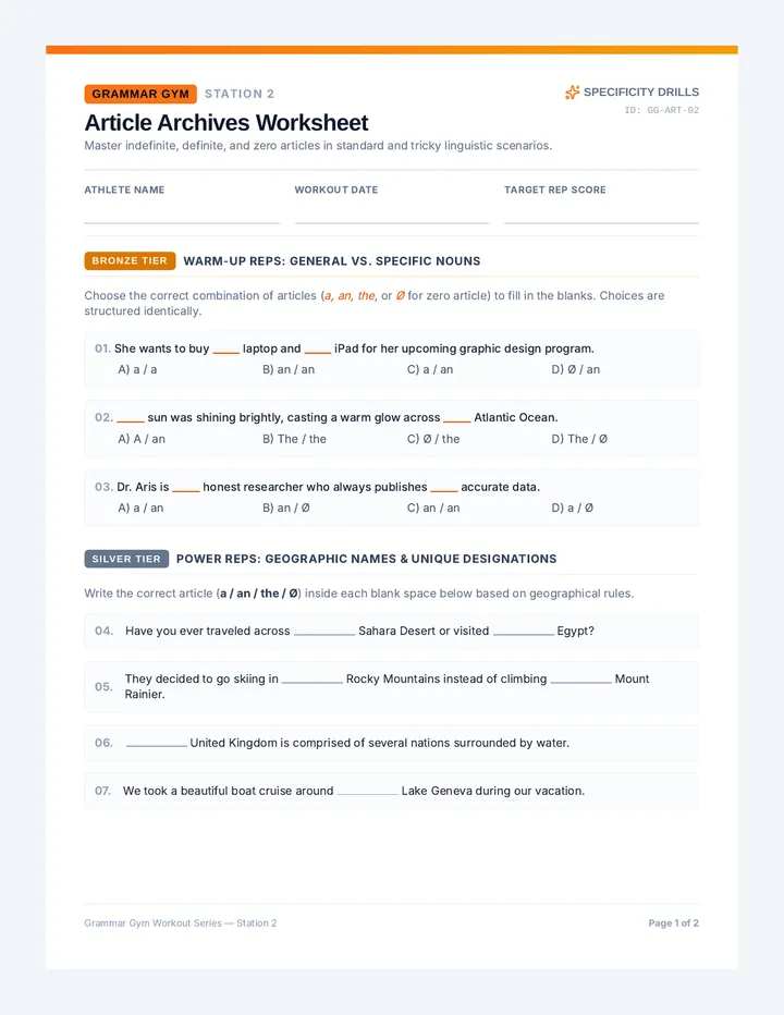 Article Archives Worksheet