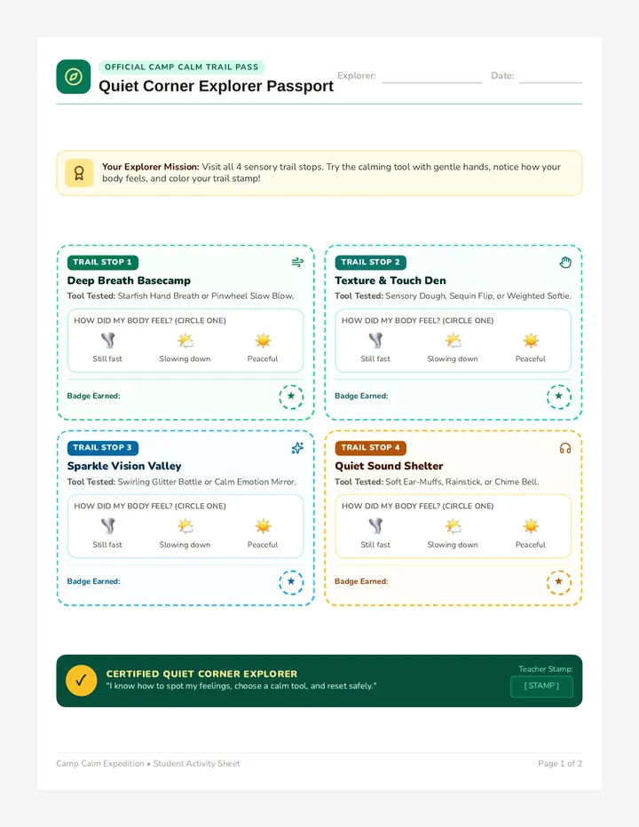 Cozy Corner Passport Activity