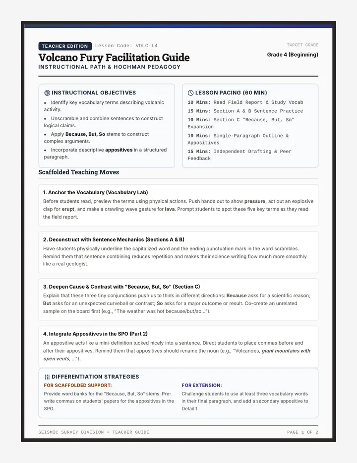 Volcano Fury Teacher Guide
