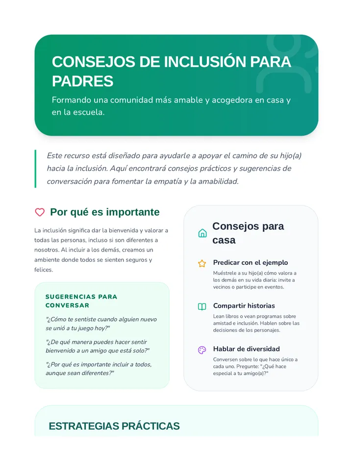 Consejos de Inclusión para Padres Reading