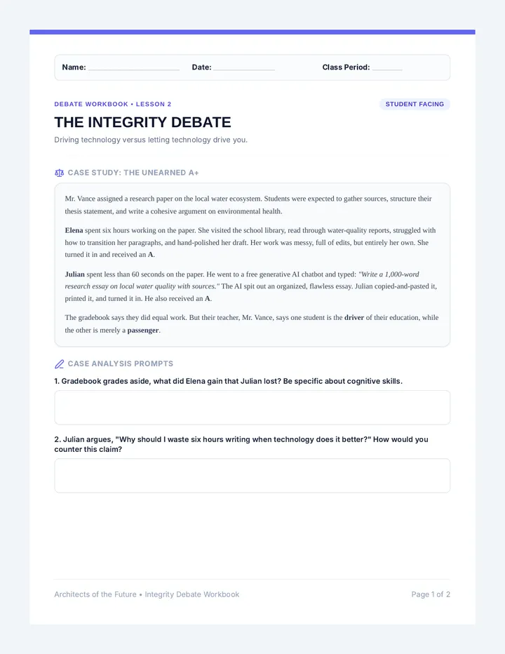 Integrity Debate Workbook
