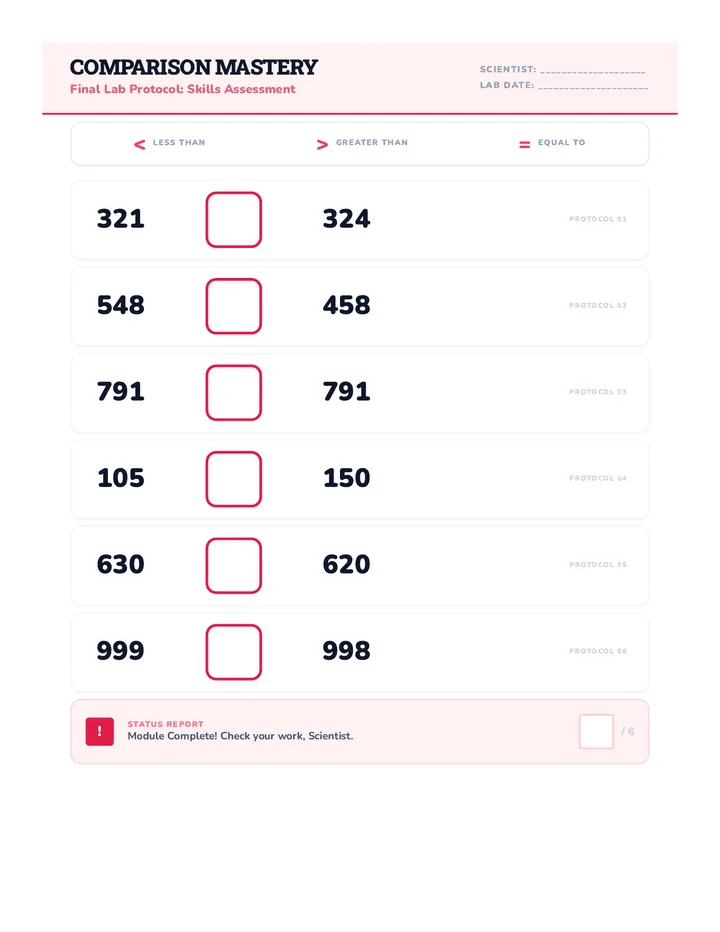Comparison Mastery Worksheet (Light)