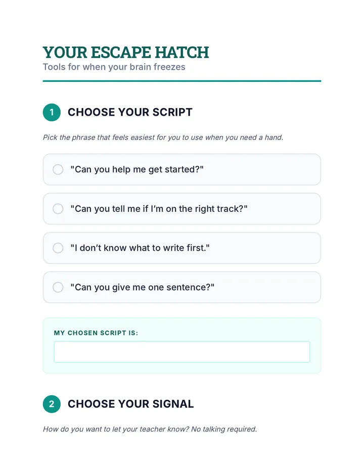 Help Script Activity Sheet