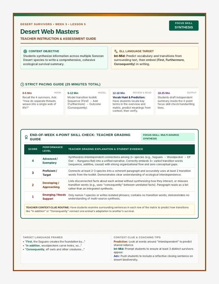 Desert Web Masters Teacher Guide