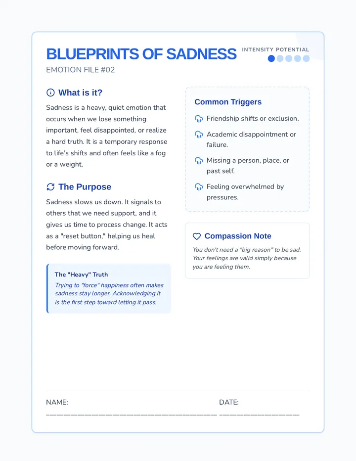 Sadness Spectrum Worksheet