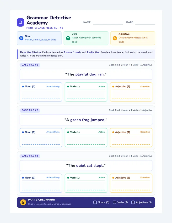 Grammar Detective Worksheet