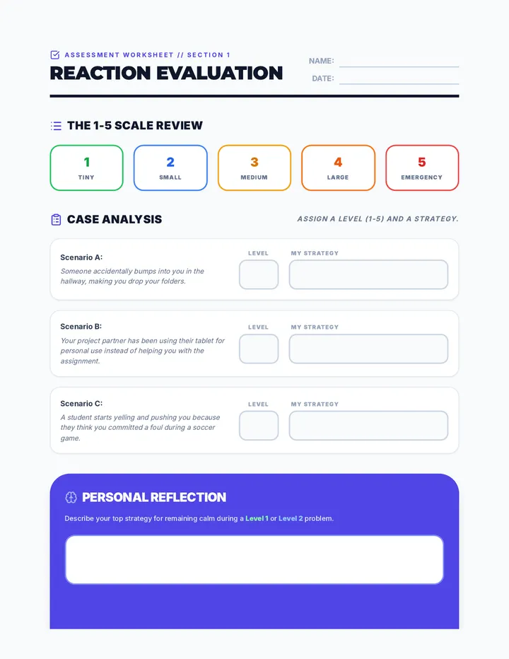 Reaction Radar Worksheet