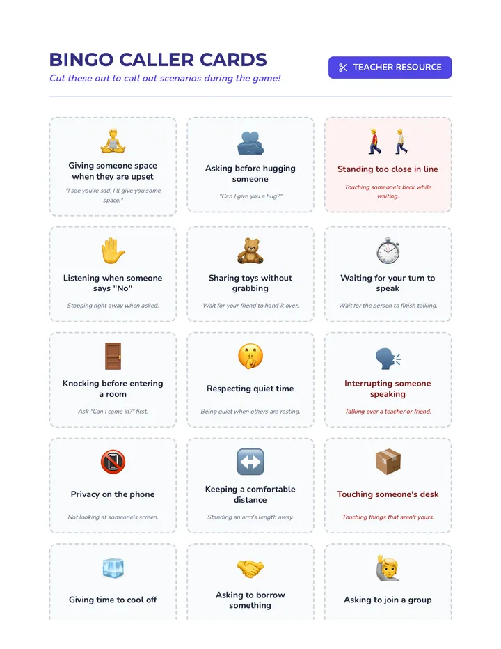 Boundary Bingo Caller Cards