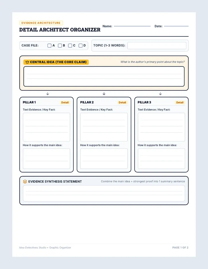 Detail Architect Graphic Organizer