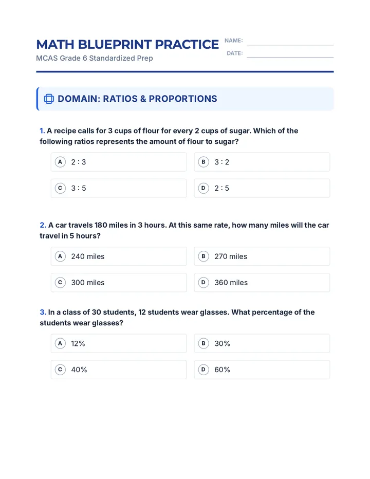 Math Blueprint Worksheet
