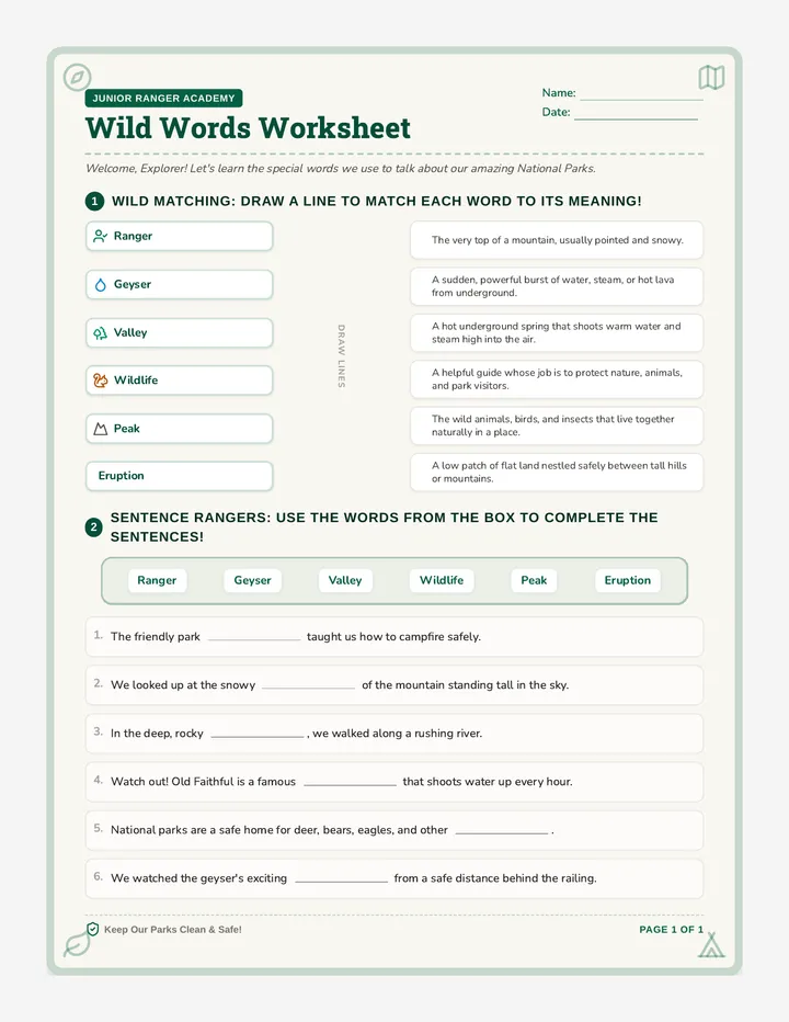 Wild Words Worksheet