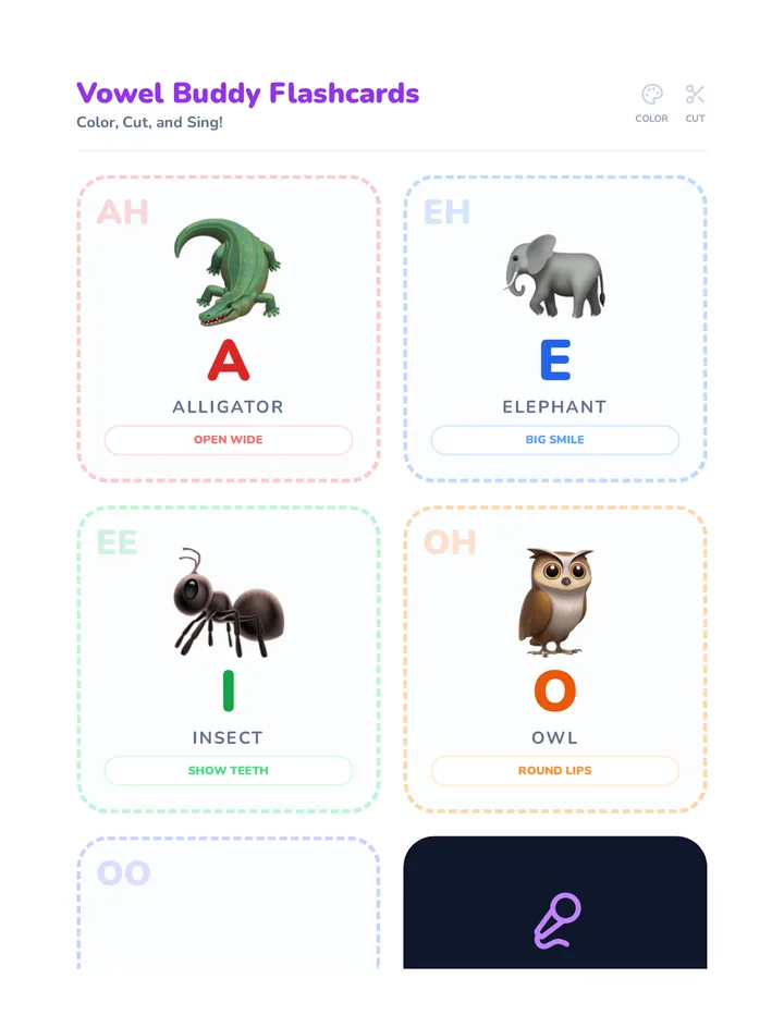 Vowel Buddy Flashcards
