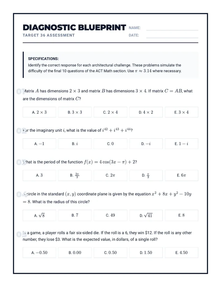 Advanced Diagnostic Quiz