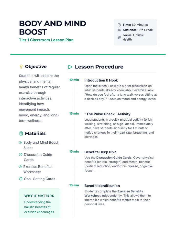 Body and Mind Boost Lesson Plan