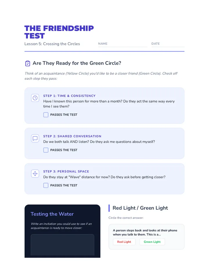 Crossing the Circles Worksheet