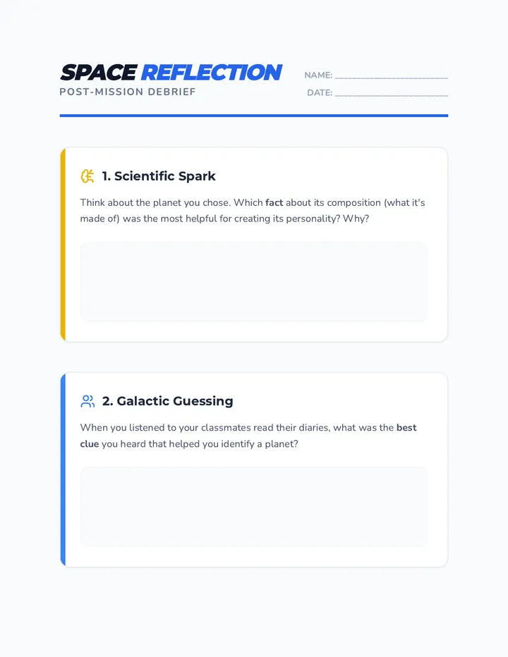 Space Reflection Journal Prompts