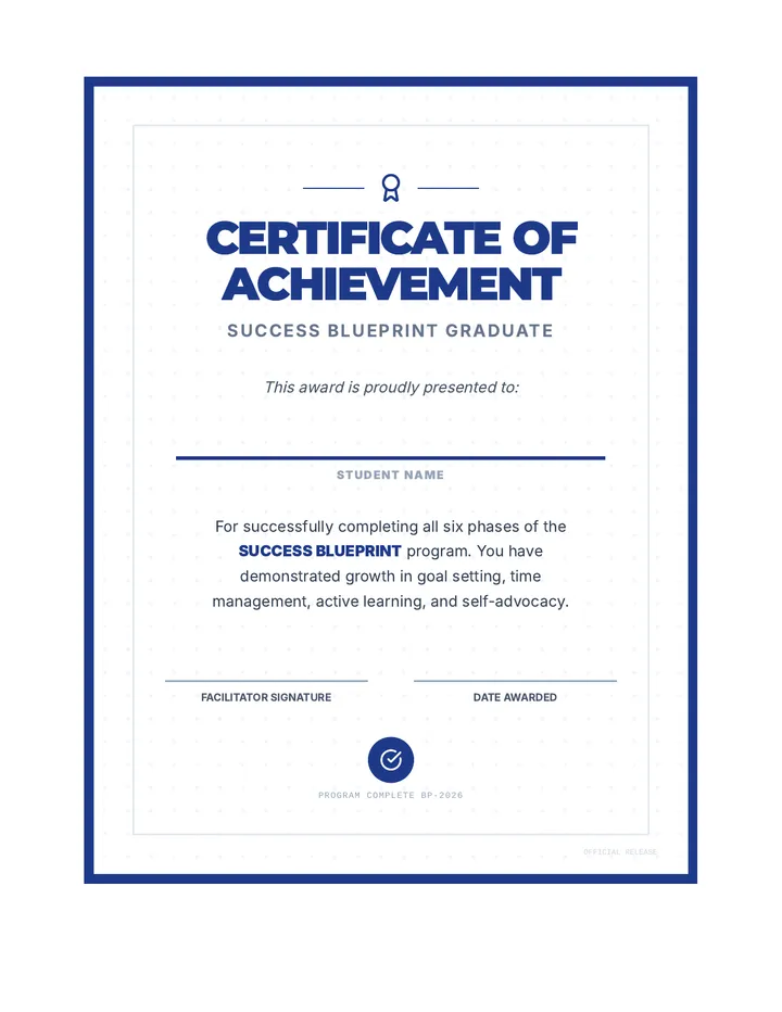 Success Blueprint Certificate Document
