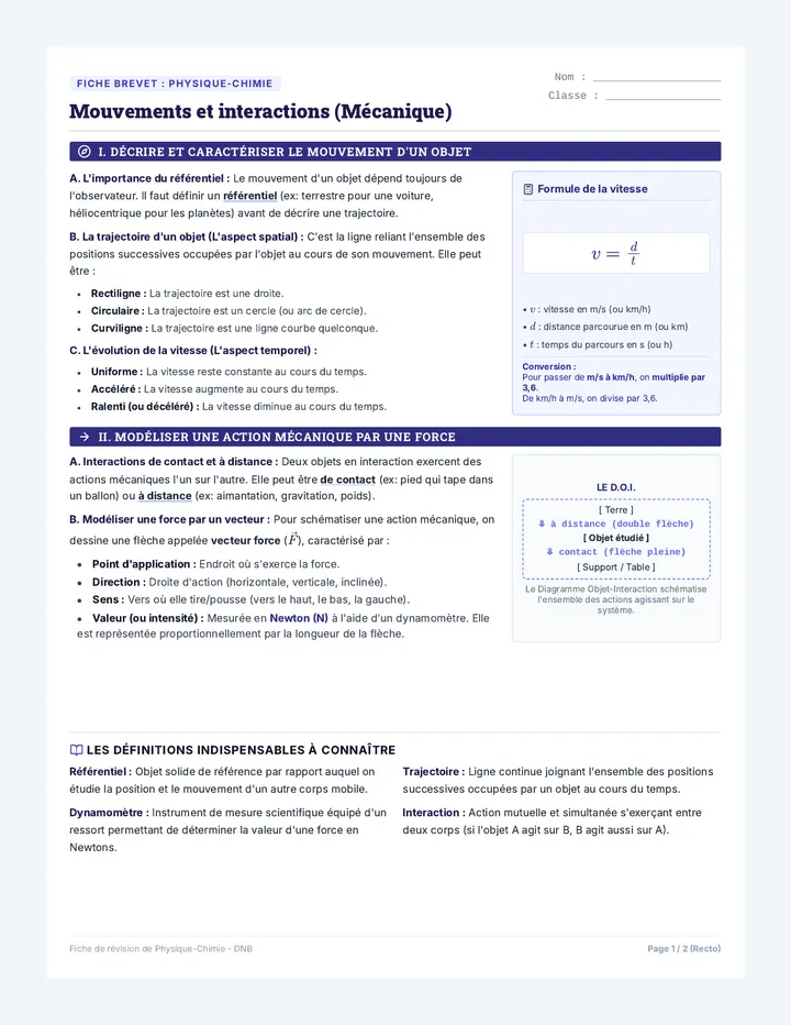 Mouvements Interactions Fiche page 1