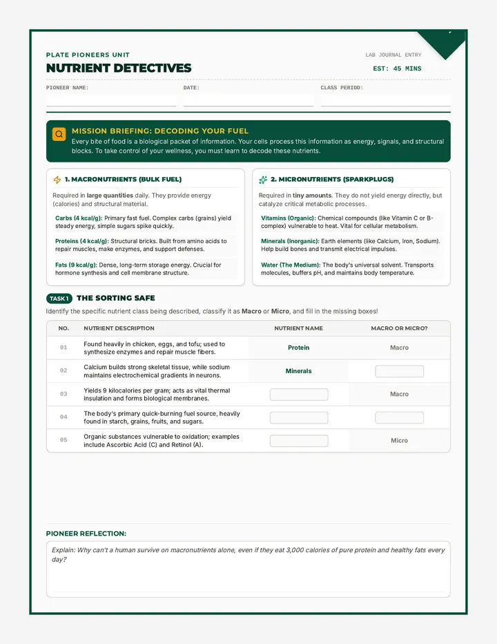 Nutrient Detective Packet