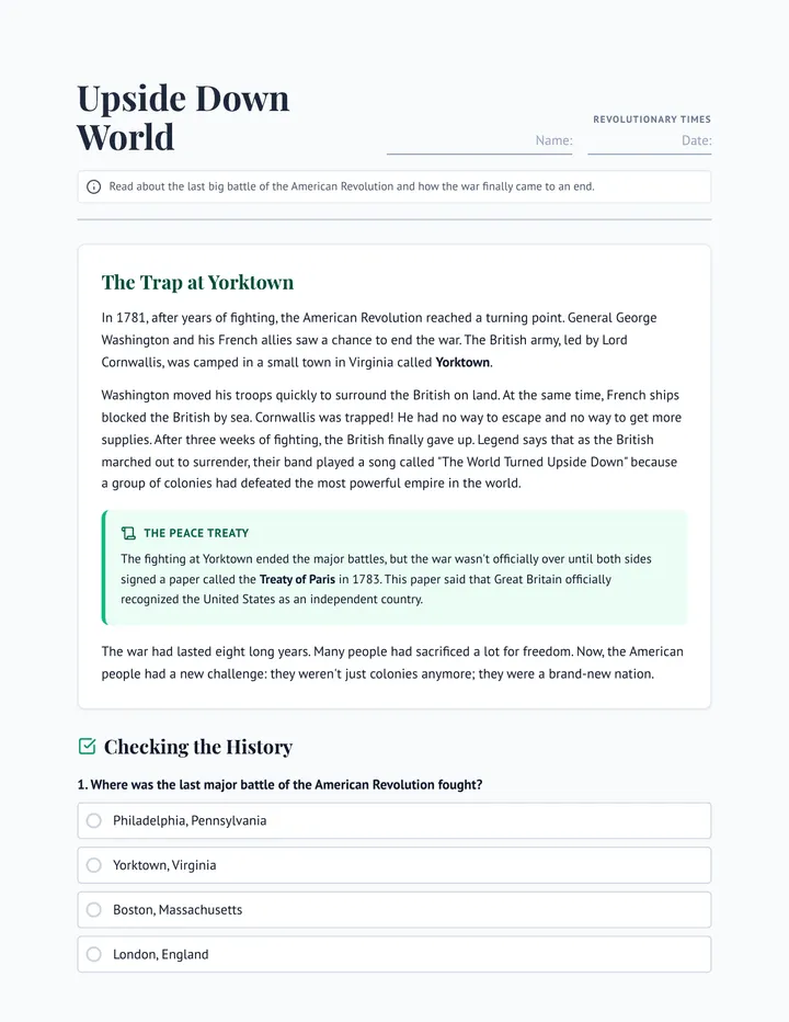 Upside Down World Worksheet
