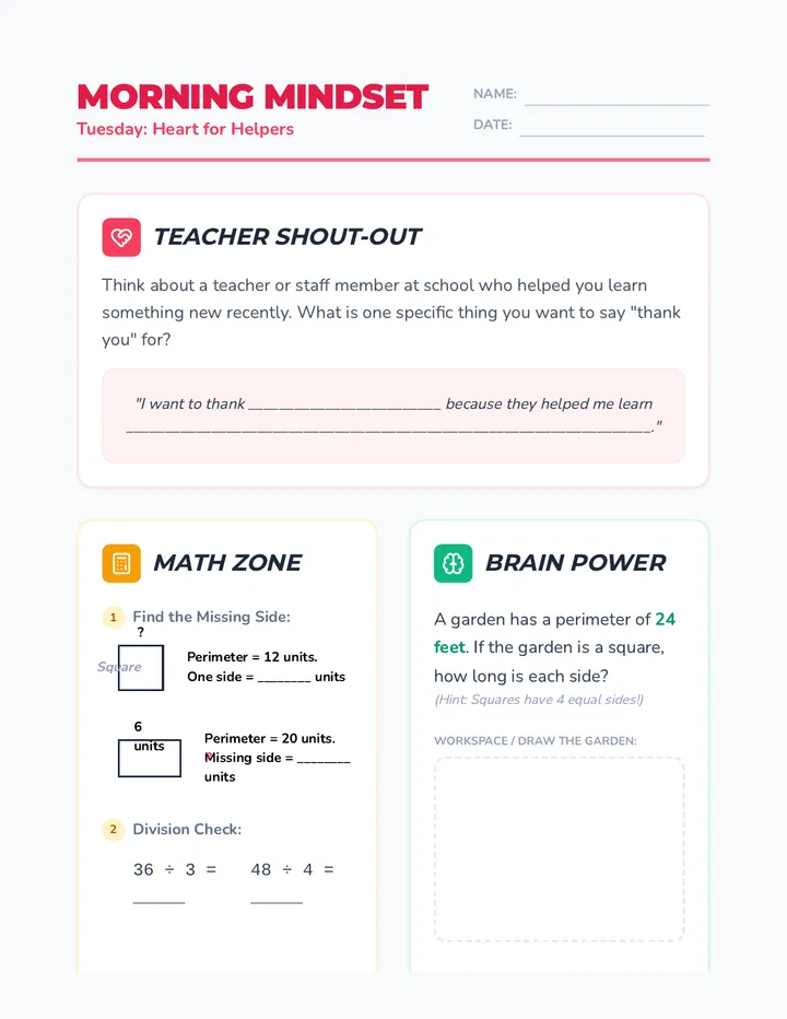 Tuesday Month 3 Week 2 Worksheet