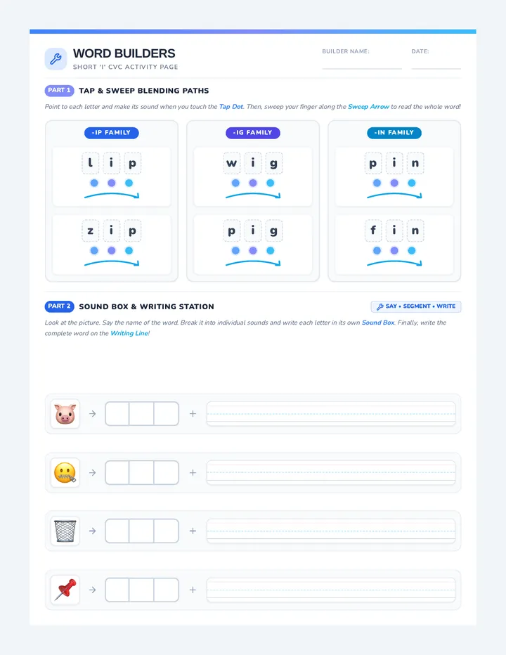 Short I Worksheet