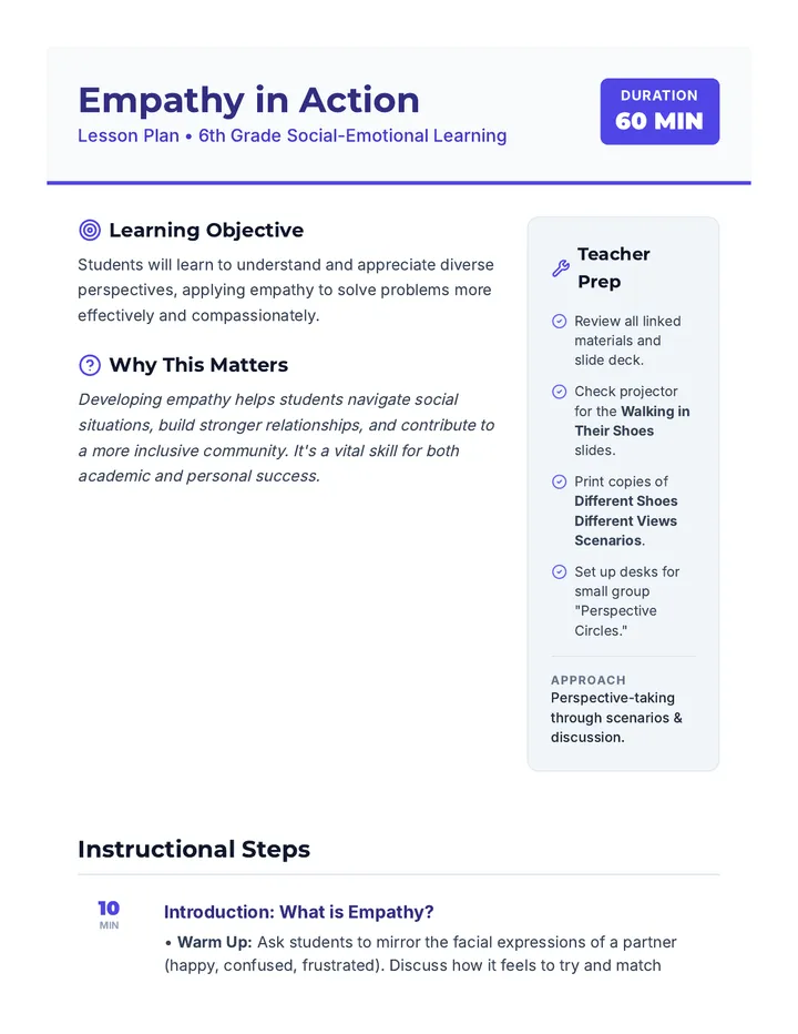 Empathy in Action Lesson Plan