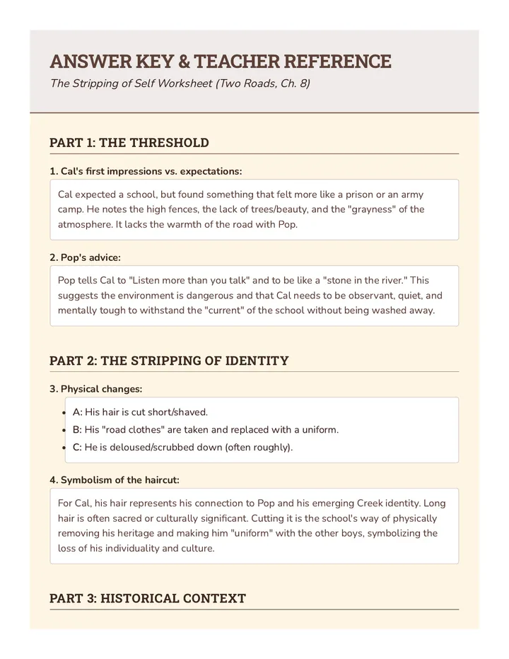 Identity Crossroads Answer Key