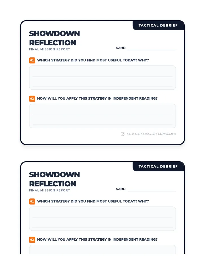 Showdown Reflection Ticket Exit Ticket