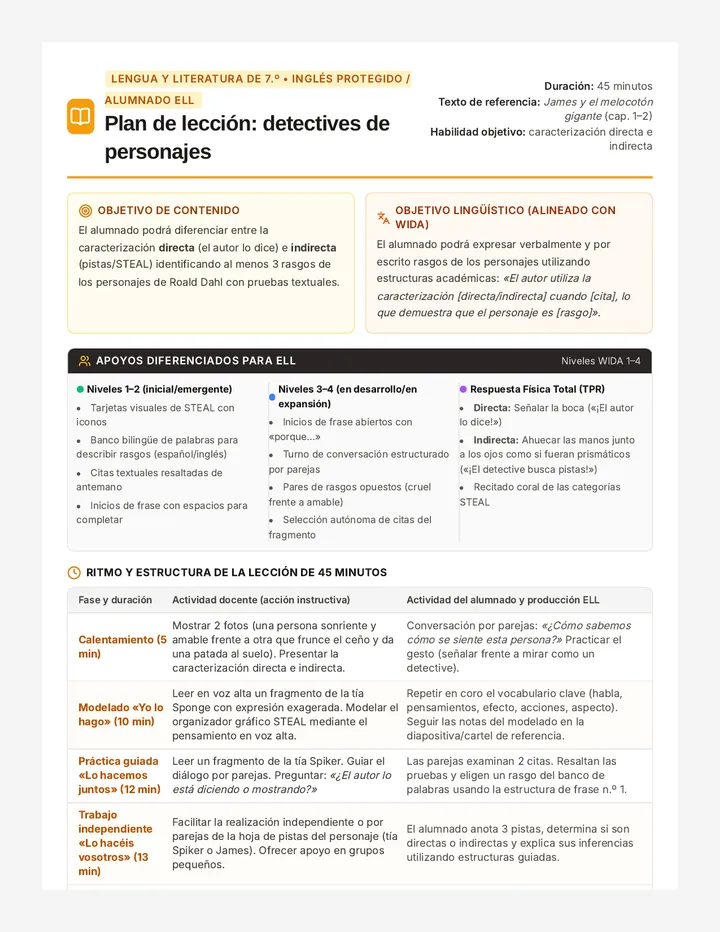 Character Detectives Lesson Plan