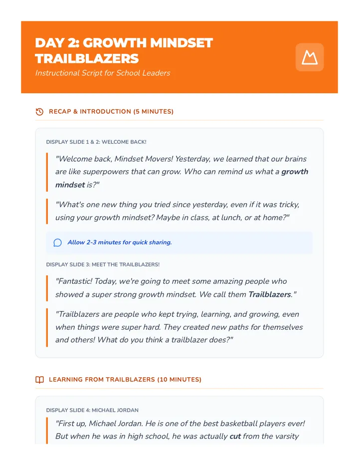 Day 2 Trailblazers Script