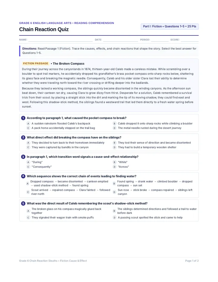 Chain Reaction Quiz