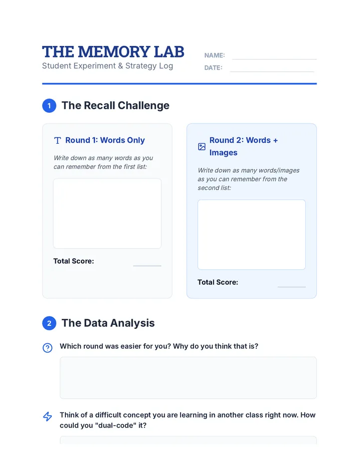 Memory Lab Worksheet