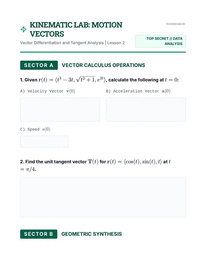 Kinematic Lab Worksheet