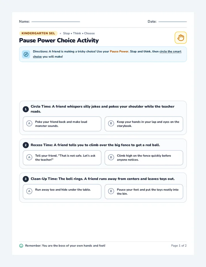 Pause Power Choice Activity