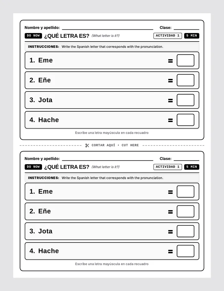 Letter Recognition Warmup Sheets