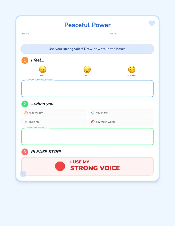 Peaceful Power Worksheet